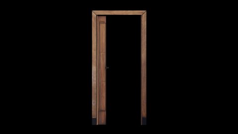 Wooden Door Opens. Alpha channel included. Hd.