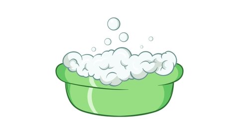 Green baby bath with foam icon animation cartoon best object isolated on white background