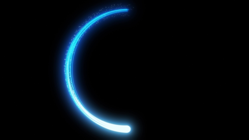 Blue neon light trail circle on black background. Endless circular pattern.Glitter magic spell effect. Light streaks with shimmer.  Modern round frame with empty space for text for advertising, banner Royalty-Free Stock Footage #1080773801