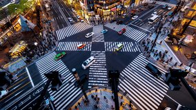 Time lapse of busy interestion in Ginza, Tokyo, Japan.