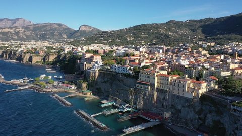 Sorrento, tourist destination of the Sorrento coast and the Amalfi coast, Naples, Italy.
Aerial view of the city of Sorrento on the Gulf of Naples.