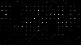 Template animation of evenly spaced paper boat symbols of different sizes and opacity. Animation of transparency and size. Seamless looped 4k animation on black background with stars