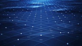 Internet network connection technology concept protects data security and privacy in cyberspace. A small padlock binary polygon that acts as a slow-moving connector. dark blue background. - Powered by Shutterstock - Get 15% off with code: PIKWIZARD15