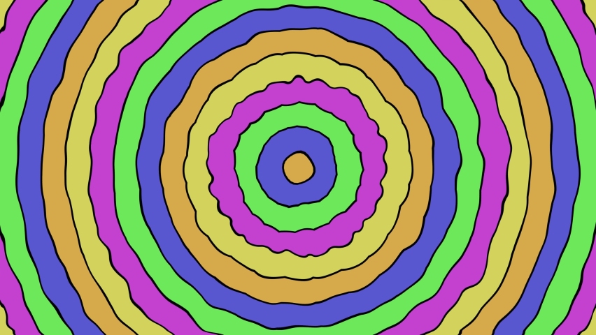 Looped cartoon animation of colored concentric circles with hand-made deformed stroke | Shutterstock HD Video #1080799412