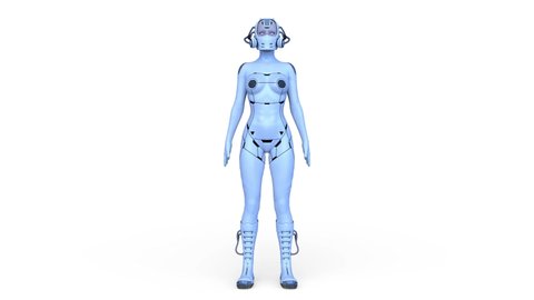 3D rendering of a female cyborg