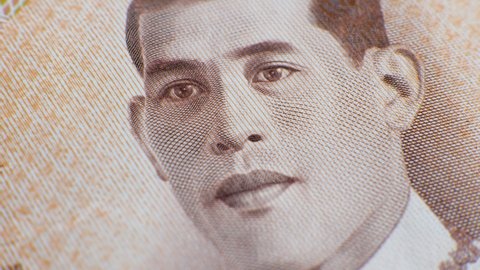 1000 baht banknote. Face King of Thailand Maha Vajiralongkorn, tenth monarch of Thailand from Chakri dynasty, titled Rama X. Title Phrabat Somdet Phra Vajira Klao Chao Yu Hua