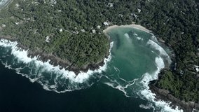 Aerial views of beautiful beach and landscape in Hiriketiya, Sri Lanka