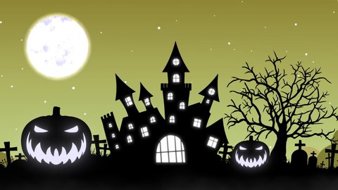 Halloween Background Animation Concept Haunted Castle Stock Footage ...