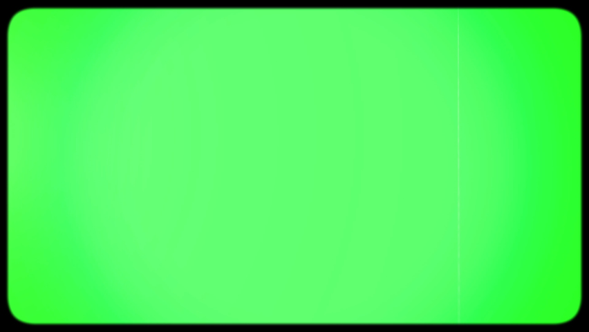Old green TV screen. Effect of an old TV with a kinescope on a green screen. Rounded edges of the TV screen. Ideal for overlay. Retro 80s, 90s. Royalty-Free Stock Footage #1080819527