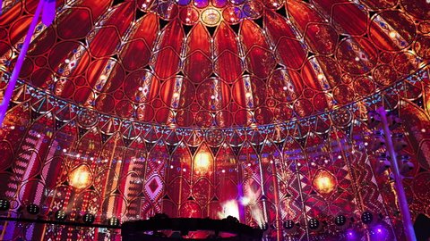 Dubai, United Arab Emirates - October 13, 2021: Light show at the Al Wasl Dome at Expo 2020 Dubai UAE 4k Video