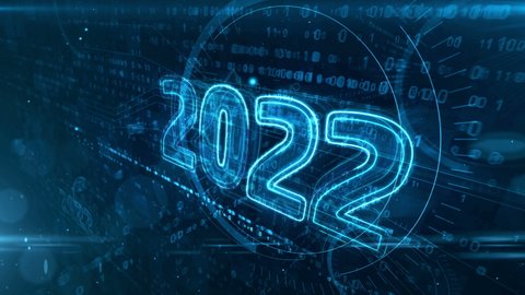 2022 year, new cyber design loop concept animation. Futuristic abstract 3d rendering.