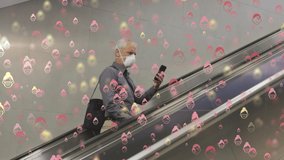 Animation of covid 19 icons over senior man wearing face mask. global covid 19 pandemic and vaccination concept digitally generated video. - Powered by Shutterstock - Get 15% off with code: PIKWIZARD15