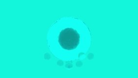 Abstract medical illustration of a cell and moving particles process. Design. Dark core inside and the liquid transparent shell with microscopic particles, concept of biology. - Powered by Shutterstock - Get 15% off with code: PIKWIZARD15