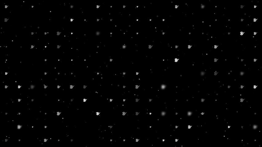 Template animation of evenly spaced palette symbols of different sizes and opacity. Animation of transparency and size. Seamless looped 4k animation on black background with stars