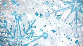 Animation of falling snowflakes on white background. christmas, tradition and celebration concept digitally generated video.