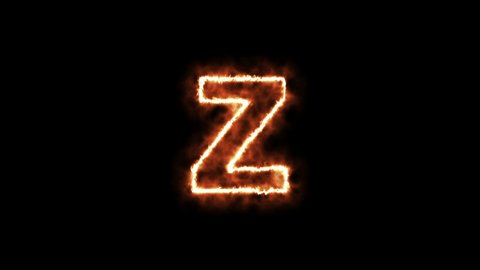 Fire letter Z animation on black background 