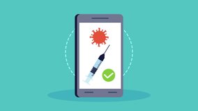 smartphone with covid 19 disease vaccine ,4k video animated - Powered by Shutterstock - Get 15% off with code: PIKWIZARD15
