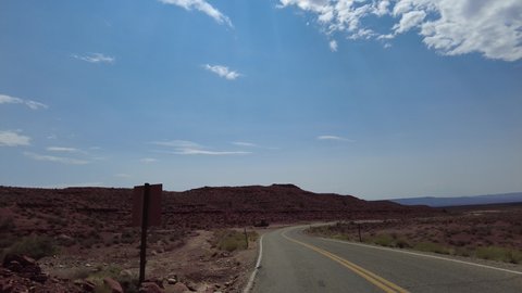 Driving Plate Utah Moki Dugway Cliff Road Rear View Southwest USA