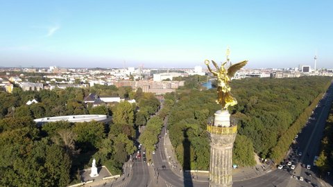 GERMANY BERLIN – October 16, 2021: Central square „Große Stern“ (The Great Star) with „Goldelse“ Berliner Siegessaeule (Berlin Victory Column)