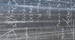 Animation of mathematics formulas on grey background. global science, connections and digital interface concept digitally generated video.