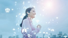 Running woman and health care technology concept. - Powered by Shutterstock - Get 15% off with code: PIKWIZARD15