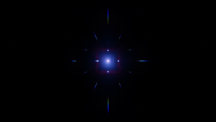 Flying through beautiful light bursts in the abstract square tunnel in cyber space. Amazing 3d animated intro or background concept Royalty-Free Stock Footage #1080869654