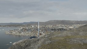 Aerial views of Ilulissat city in Greenland