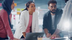 Multi-Ethnic Office Conference Room Businesspeople Meeting at Big Table. Diverse Team of Creative Entrepreneurs Talk, Find Solution. Specialists work in Digital e-Commerce Startup. Slow Motion - Powered by Shutterstock - Get 15% off with code: PIKWIZARD15