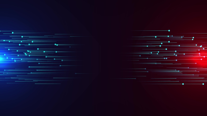 Abstract digital Futuristic Geometrical connection technology horizontal motion style concept Loop Background. Particle connection background design with red and blue lights. Technology and science. Royalty-Free Stock Footage #1080885500