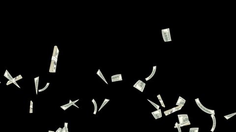 3D 4k American hundred dollar bills Falling Dollar banknotes Loop animation Background. business concept. money fall isolated on white background. Money falling from sky Backgrounds