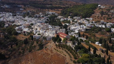 Lefkes village panoramic view from above in Paros island in Greece