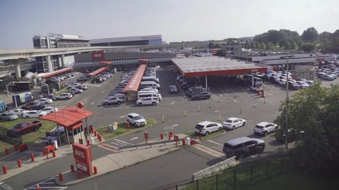 New York, USA - September 15, 2021: Many parking lots at the airport at JFK airport in New York