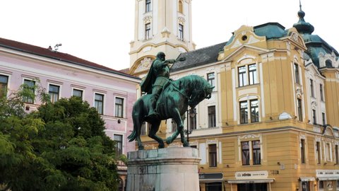 Pecs , Hungary - 08 16 2021: Equestrian Statue Of Hunyadi Janos In Pecs, Hungary