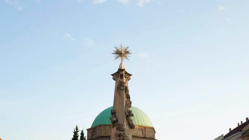 Pasha Qasim Mosque In Pecs, Hungary, Europe - aerial drone shot