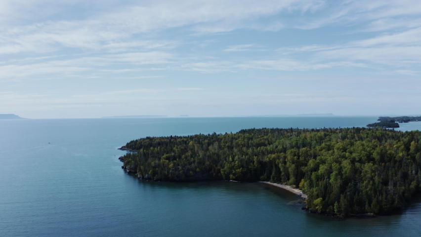 Beautiful Lake Superior with Landscape and Blue Sky