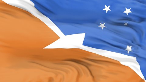 Tierra del Fuego Province Argentina flag is waving 3D animation. National flag of Tierra del Fuego Province Argentina. 4K flag seamless loop animation.