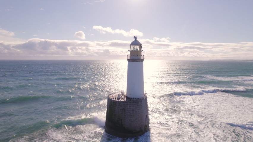 Rattray Head Lighthouse on the North East Coast of Scotland Royalty-Free Stock Footage #1080927212