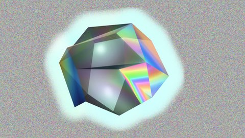 Iridescent Low Polygon Angular Sphere Shape Twisting and Turning in a Perfect Loop. Alpha Channel Transparency Included in PNG Animation.