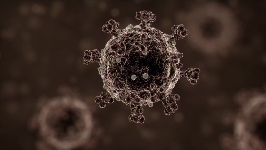 Coronavirus in deep focus floating through the air like a jerk | Shutterstock HD Video #1080931370