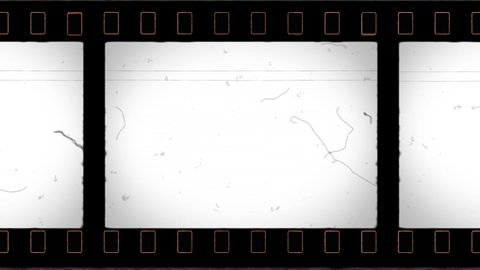 Vistavision Film Frame 4K with Sprocket Hole and Noise, Dust, Hair, Scratches on Old Damaged Film Seamless Texture. Animated Only Perforation Frame is Motionless. Tape Loop. Opacity or Screen Mode 