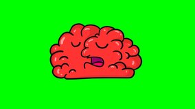 Animation of sleeping brain with snoring. concept of tired or resting brain. cartoon video