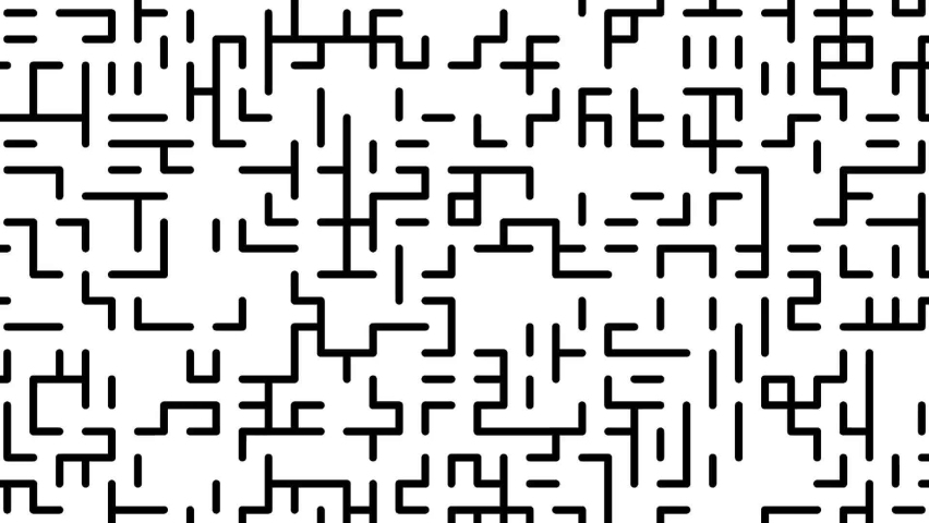 Animation black and white with short lines.