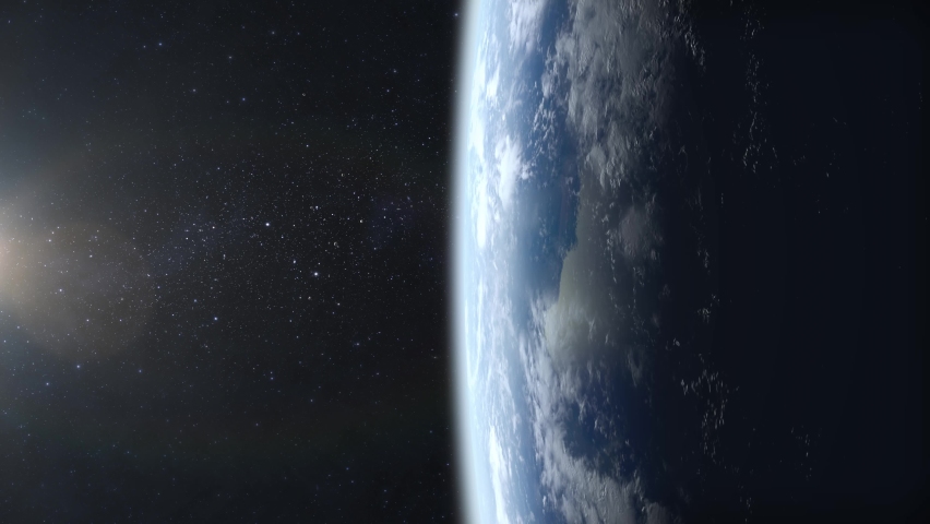 Nuclear hypersonic missiles fly over the Earth. View from space. The rocket flies and rotates. Hypersonic weapon. Nuclear war. 4K. 3D Animation.