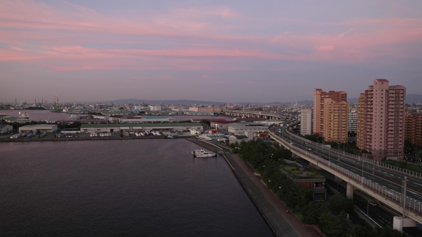 Evening view of Shiomi Park from Izumiotsu | Shutterstock HD Video #1080953015