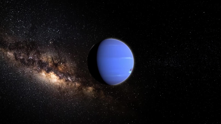 Planet Neptune With Milky Way galaxy Realistic HD Stock Footage Royalty-Free Stock Footage #1080963698