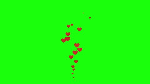 Social Media LiveStream Reactions Animated hearts on green screen in 60 FPS