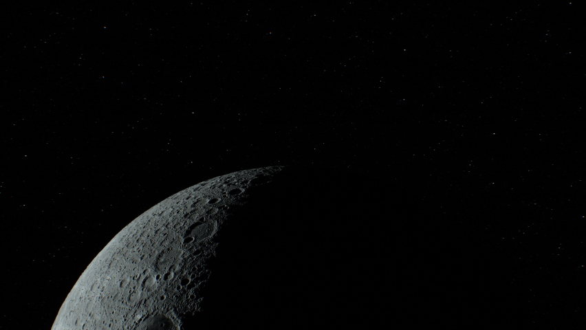 Earth Rising over Moon Horizon - Wide view from the moon.