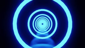 Blue ring tunnel with floor refraction background VJ loop