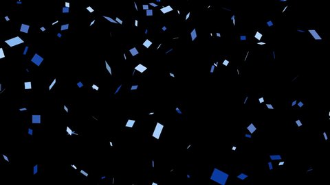 Falling blue confetti on black background (seamless loop, slow)