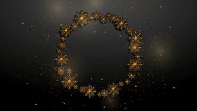 Black and luxury golden winter Christmas abstract round motion background. Seamless looping. Video animation Ultra HD 4K 3840x2160